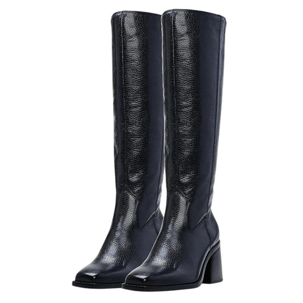 Vince Camuto Black Tall Leather Knee-High Heeled Boots